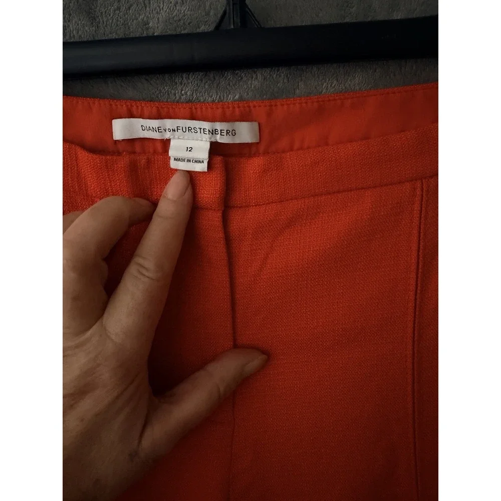 Diane Von Furstenberg‎ Trousers 12 Pants Straight Leg Designer Orange Ankle